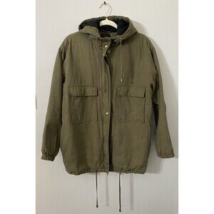 Top Shop Chore Jacket Oversized Utility Coat Parka Hood Green Sz 6 Gorpcore